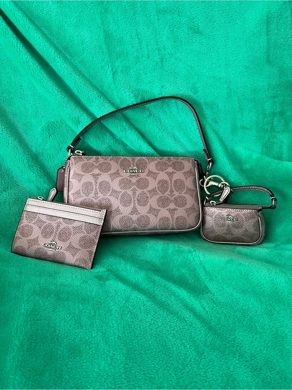 Coach Nolita 19 NWT in Pink/Rose with Bag Charm and Card Case Wallet